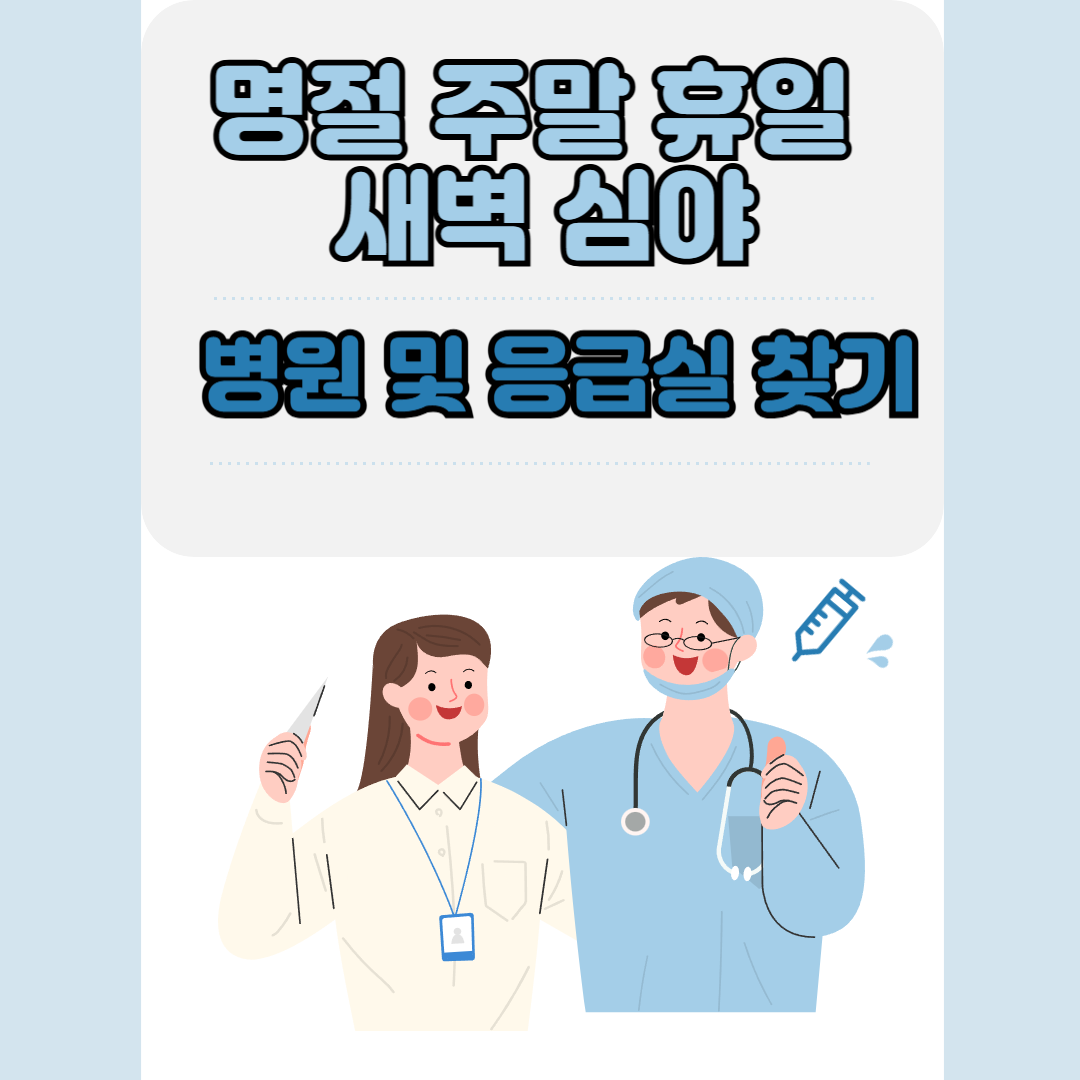 명절 주말 휴일 새벽 심야 병원 및 응급실 찾기