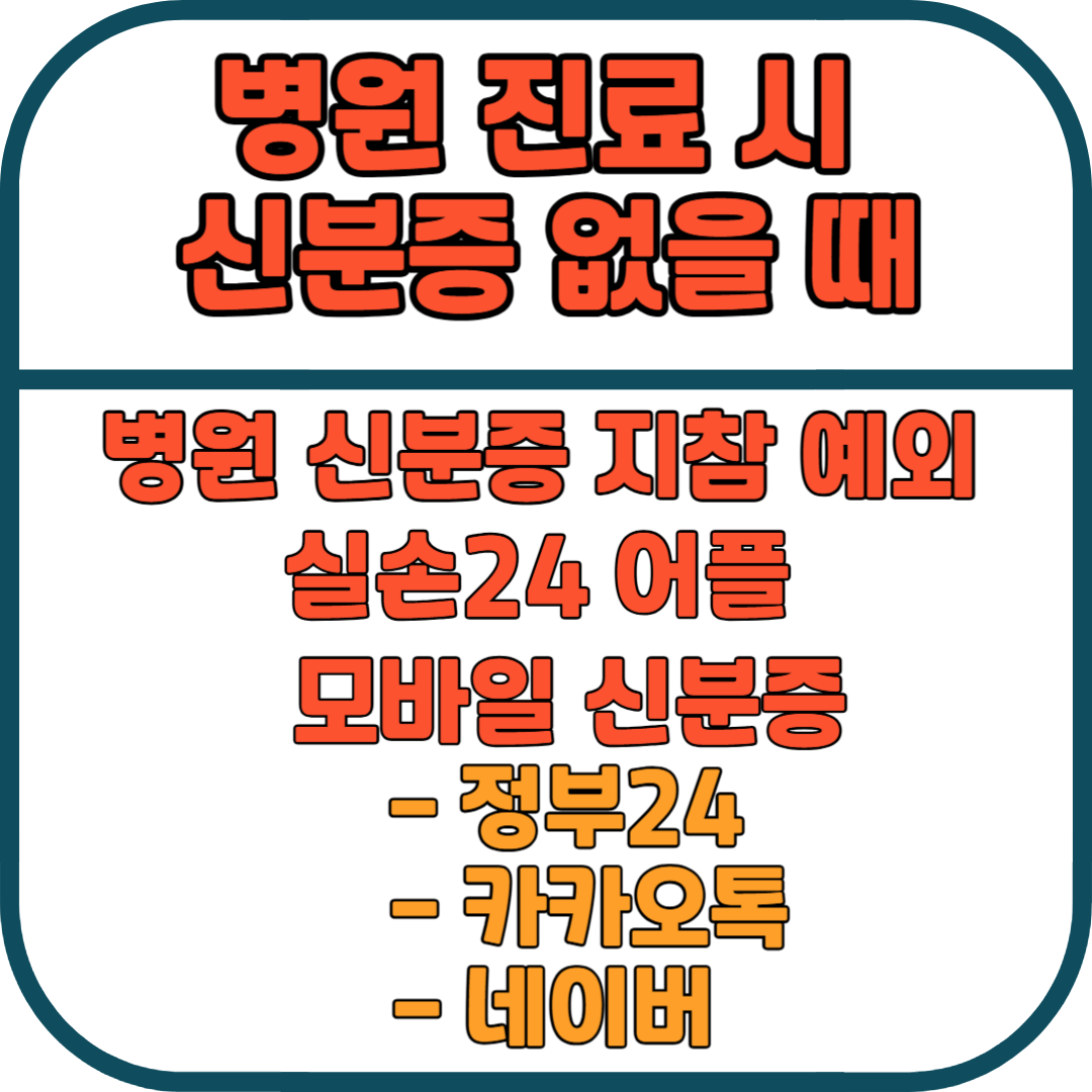 병원진료시 신분증 없을때 모바일 신분증, 실손24